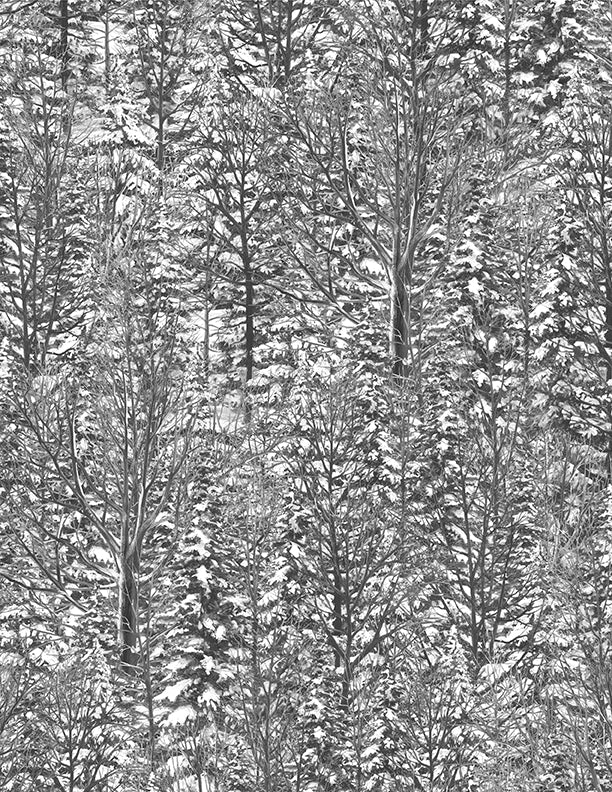 Snowy Trees Gray- Frosty Woodlands