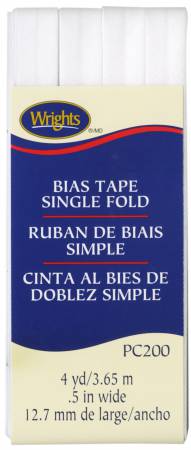 Single Fold Bias Tape White
