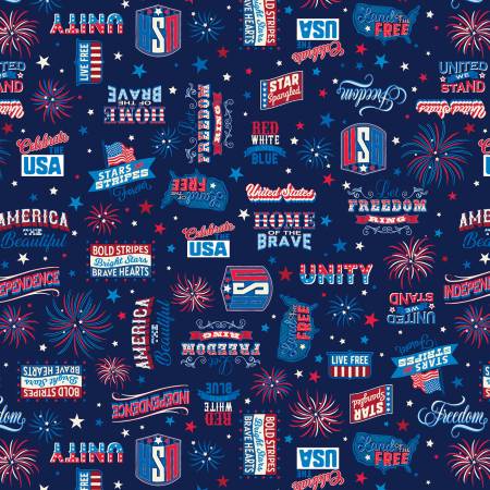 Let's Celebrate Words Navy- Celebrate the USA
