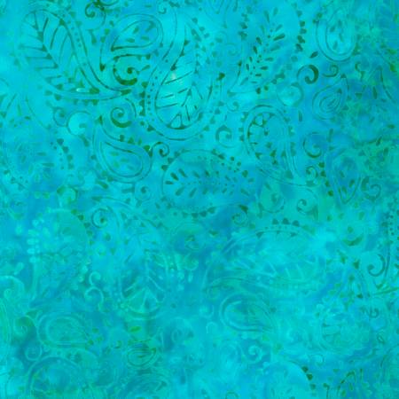 Medium Blue Leafy Paisley Batik