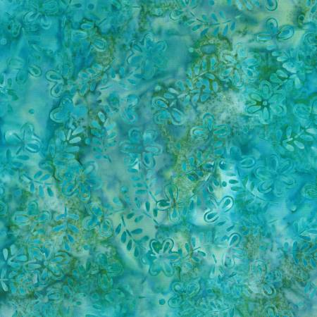 Aqua Blue Daisies Batik- Copper Mountain