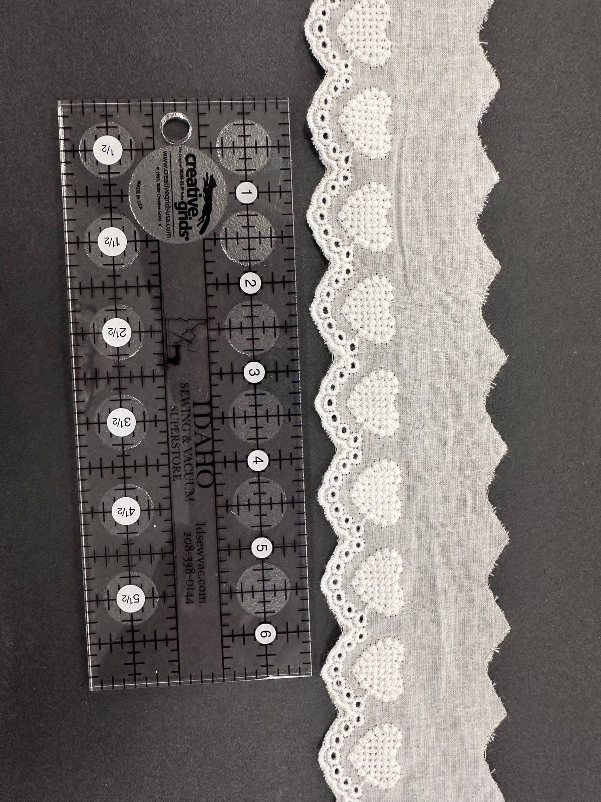 Heart Lace Cotton Trim White