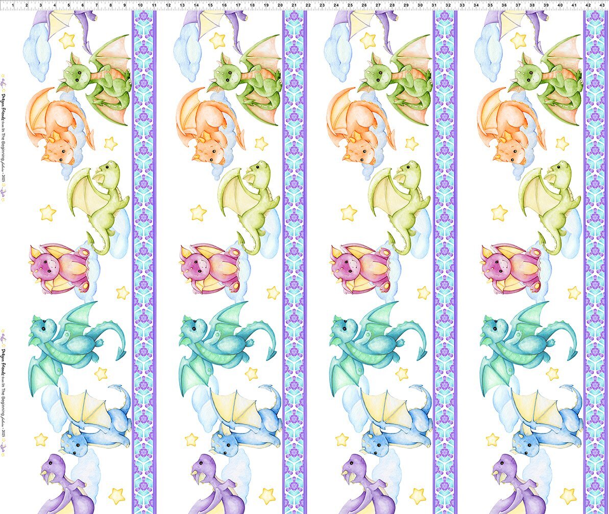 Dragon Friends Border Print- Multi
