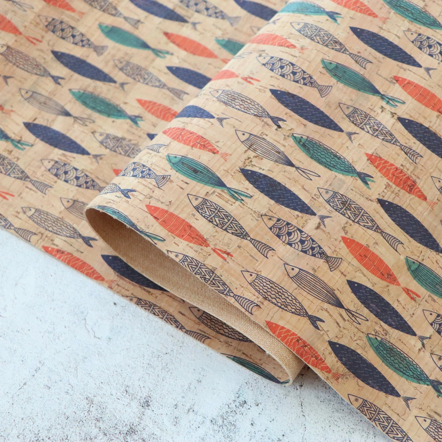 Portuguese Fish Cork 1/2 yard cut