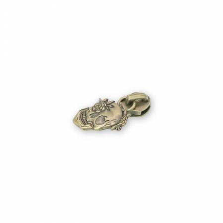 Four 5 Flowered Skull Zipper Pulls Antique
