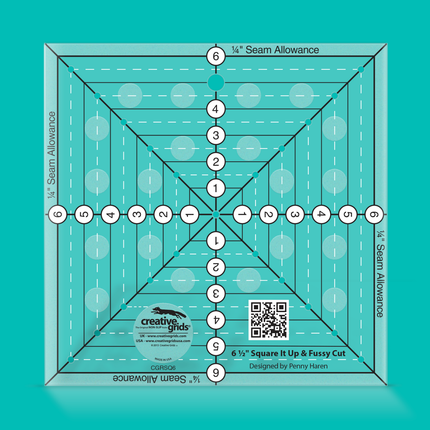 Creative Grids 6-1/2in Square It Up or Fussy Cut Square