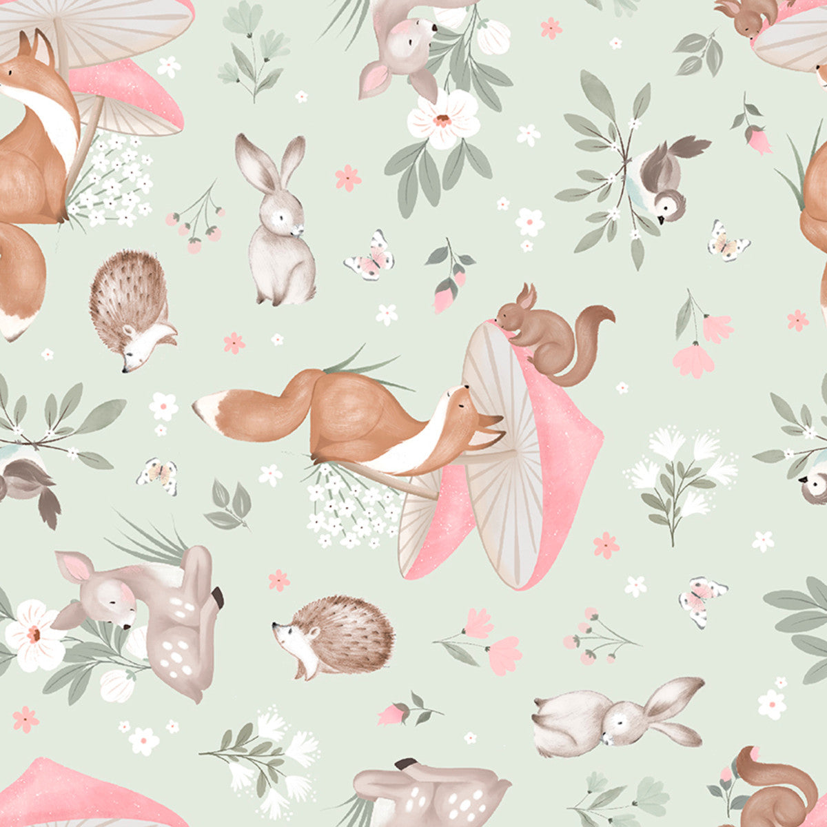 Cuddly Critter Garden- Sweet Woodland Minky