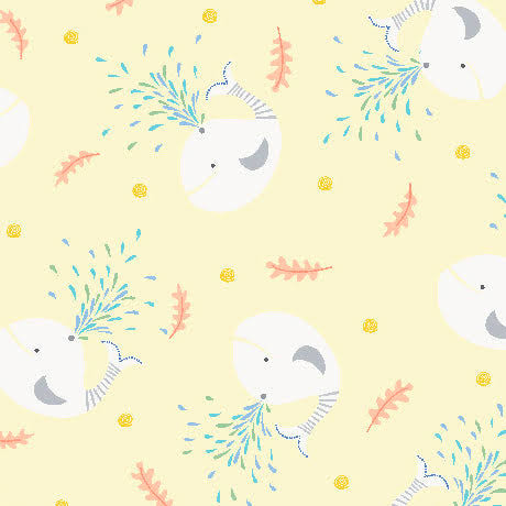 Tossed Whales Pale Yellow Flannel- Little Squirt