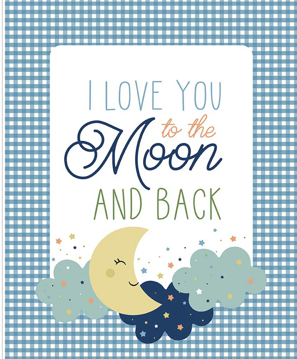 Blue Panel Flannel- I Love You to the Moon