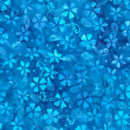 Small Florals & Paisleys Blue Batik- Technicolor