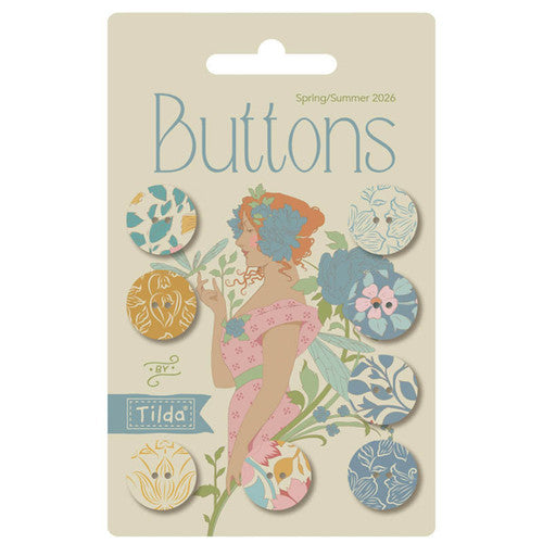 Tilda Songbird Buttons Blue/Yellow- 16mm