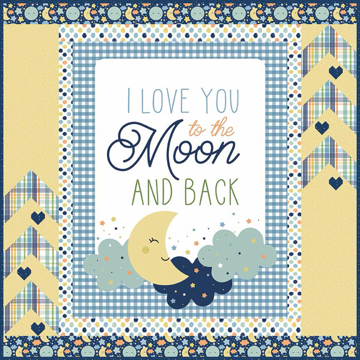 Love You to the Moon Flannel Quilt Kit- Blue
