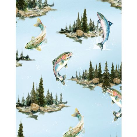 Light Blue Lake Scenic Fish- Reeled In