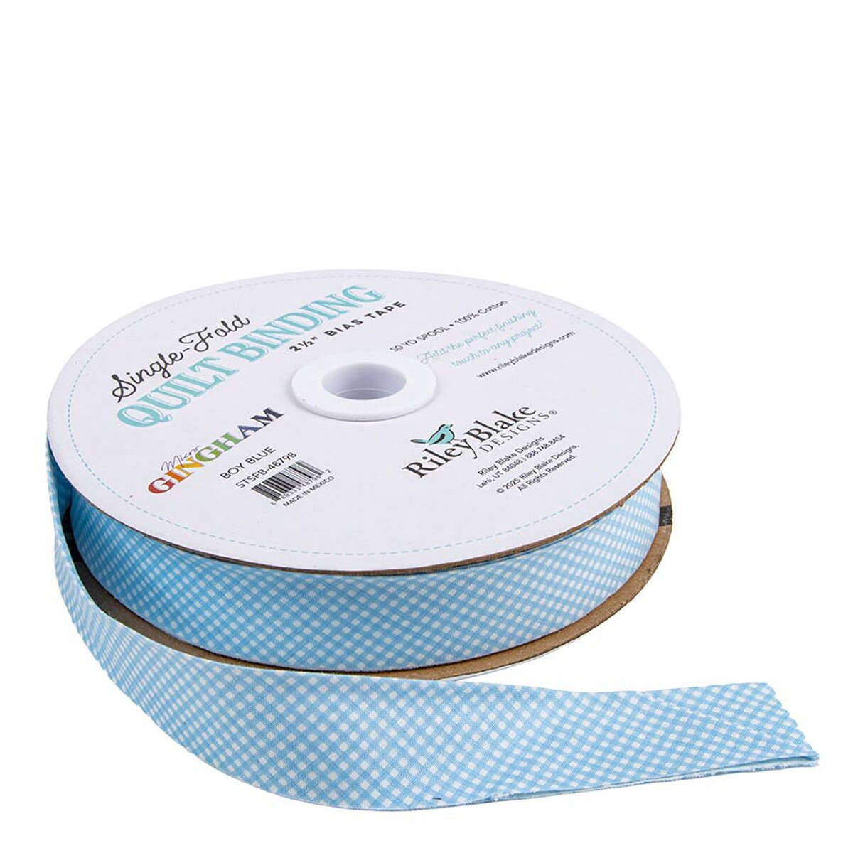 Single Fold Quilt Binding- Micro Gingham Boy Blue
