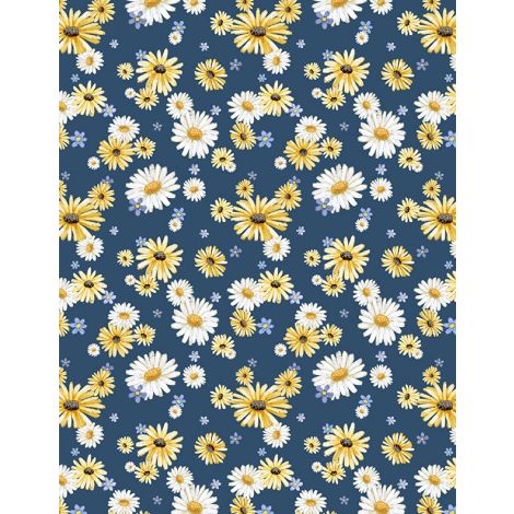 Daisies Allover Blue- Friendly Farmstead