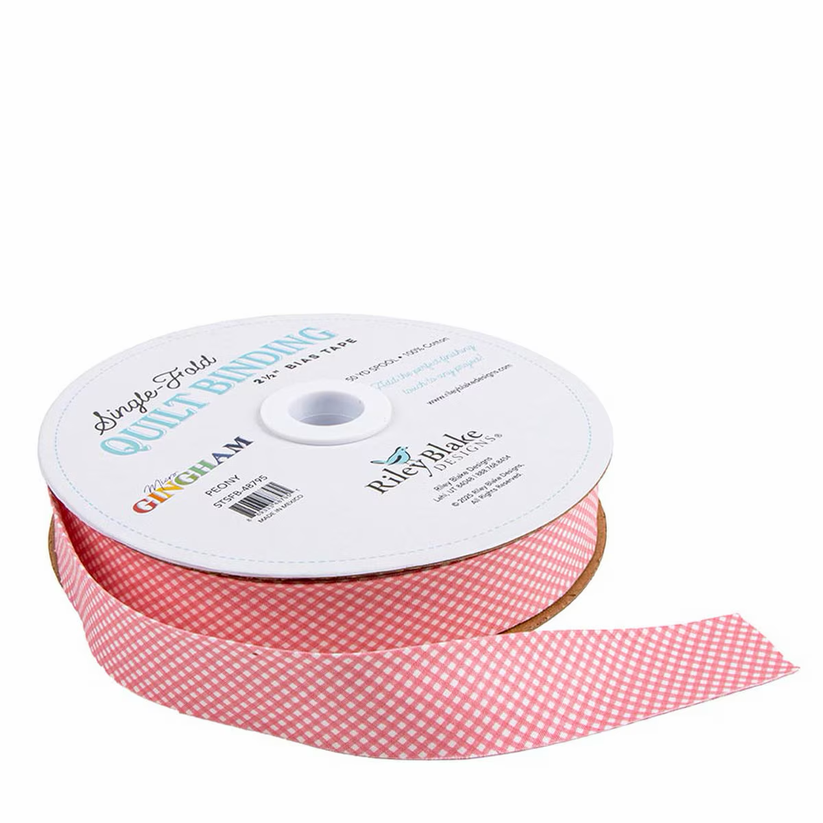 Single Fold Quilt Binding- Micro Gingham Peony