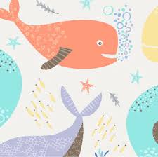 Pale Grey/Multi Whales Flannel- Little Squirt