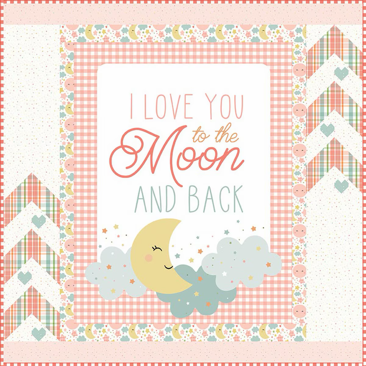 I Love You to the Moon Flannel Quilt Kit- Coral