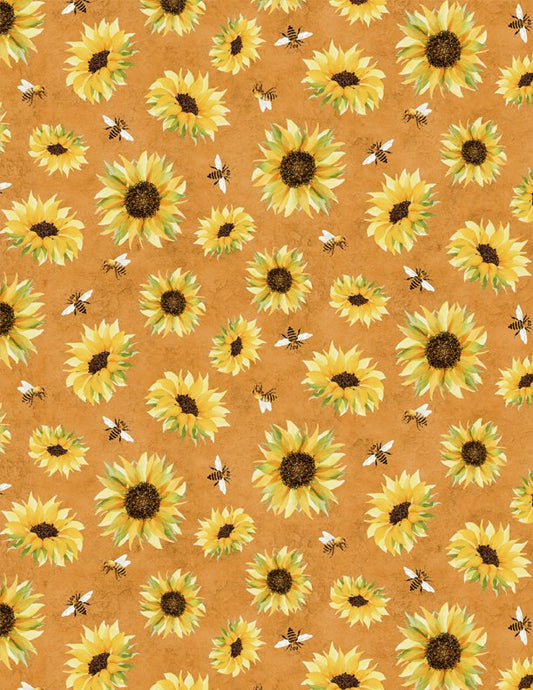 Sunflower and Bee Toss Orange- Autumn Sun