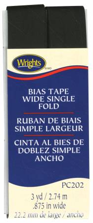 Wide Single Fold Bias Tape Black