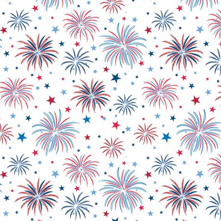Patriotic Fireworks White- Celebrate the USA