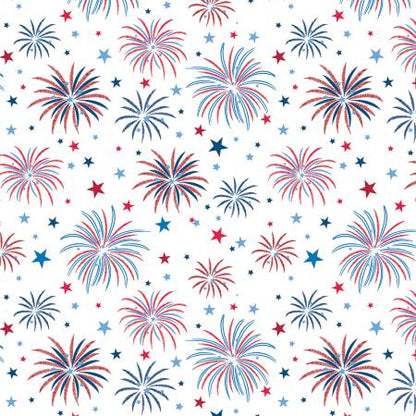 Patriotic Fireworks White- Celebrate the USA