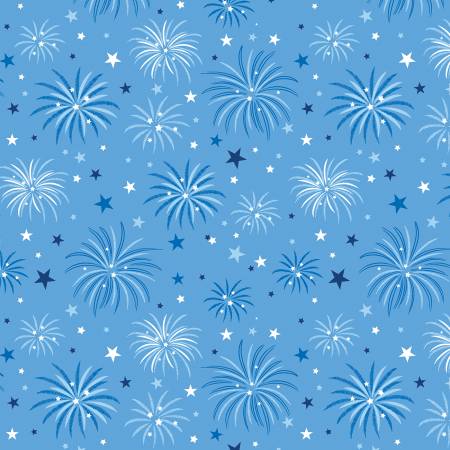 Patriotic Fireworks Medium Blue- Celebrate the USA