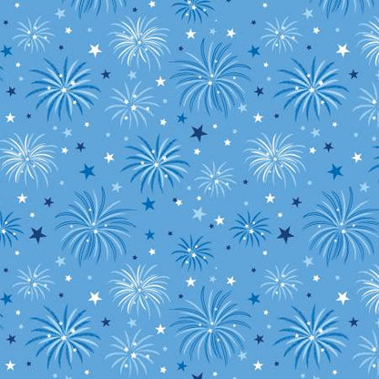 Patriotic Fireworks Medium Blue- Celebrate the USA