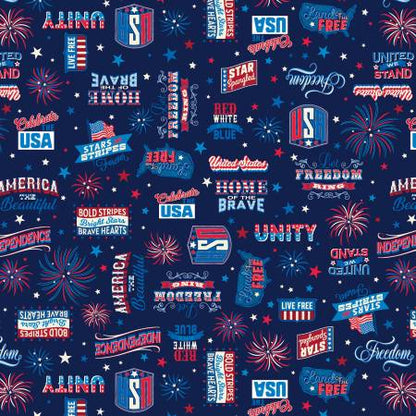 Let's Celebrate Words Navy- Celebrate the USA