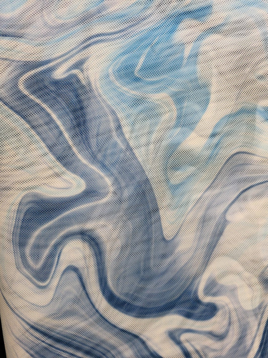Marbleized Blue Medium Weight Mesh