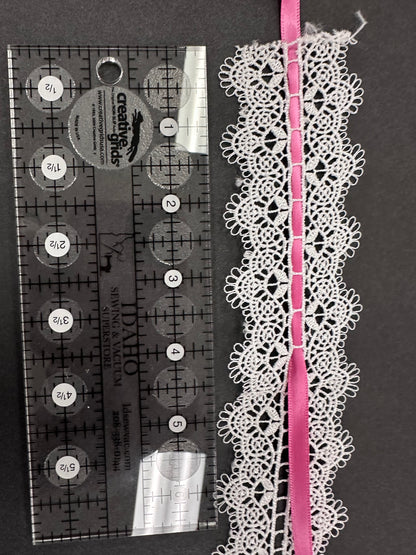 Delicate Lace Trim with Ribbon Channel