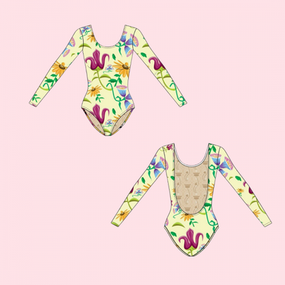 Valeria One Piece High Leg Long Sleeve One Piece Printed