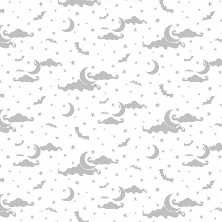 White on White Moon and Stars All Over Halloween