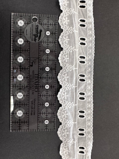 Heirloom Eyelet Cotton Trim with Ribbon Channel