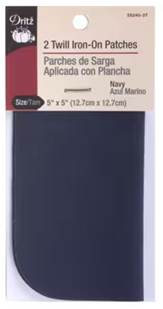 Iron on Patch Navy 5in x 5in 2ct