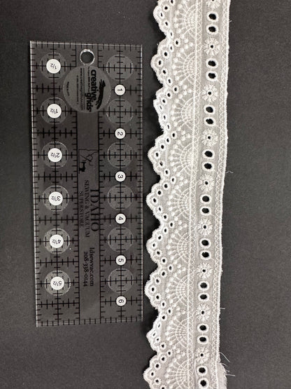 Heirloom Eyelet Cotton Scallop Trim with Ribbon Channel