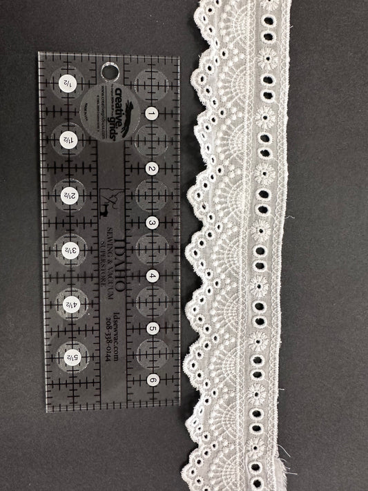 Heirloom Eyelet Cotton Scallop Trim with Ribbon Channel