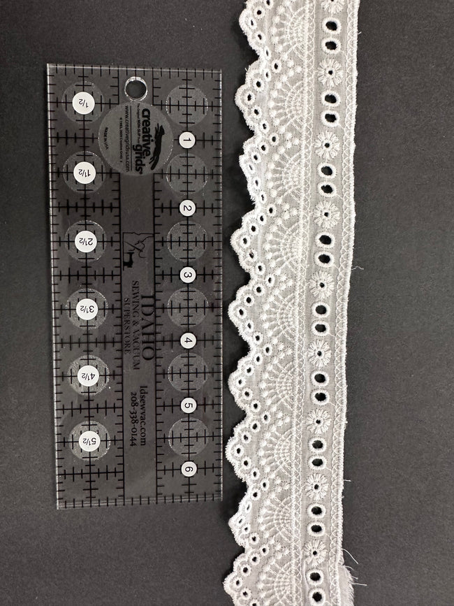 Heirloom Eyelet Cotton Scallop Trim with Ribbon Channel