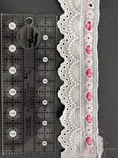 Heirloom Eyelet Cotton Scallop Trim with Ribbon Channel