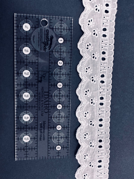 Heirloom Eyelet Cotton Scallop Trim with Ribbon Channel