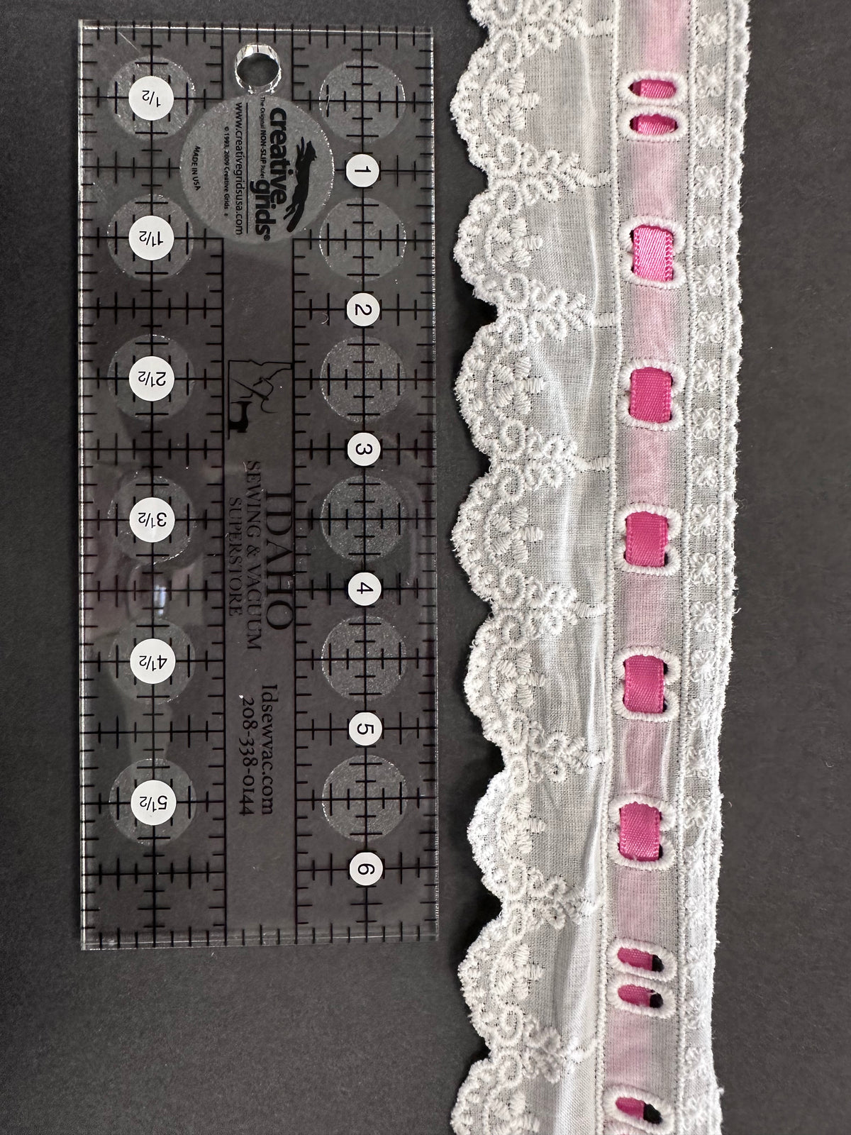Heirloom Eyelet Cotton Trim with Ribbon Channel