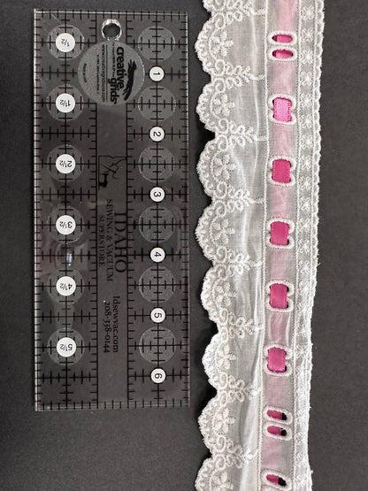 Heirloom Eyelet Cotton Trim with Ribbon Channel