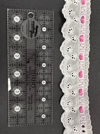 Heirloom Eyelet Cotton Scallop Trim with Ribbon Channel