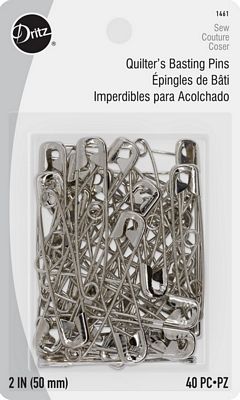 Quilters Nickel Finish Safety Pins Sz3 40ct