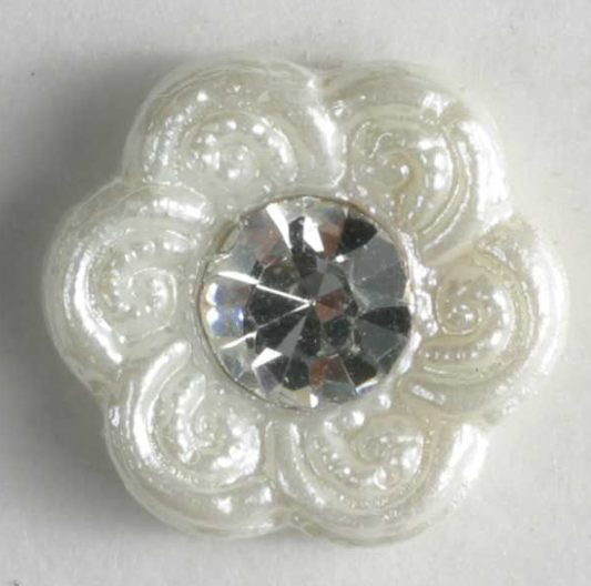 Dill Rhinestone Button 11mm White