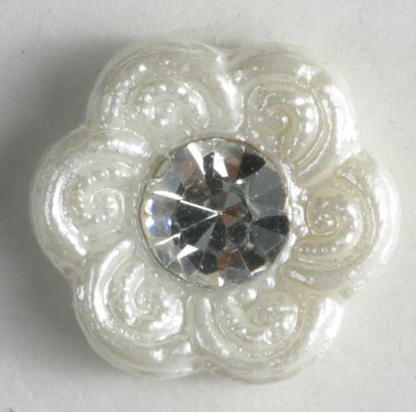 Dill Rhinestone Button 11mm White