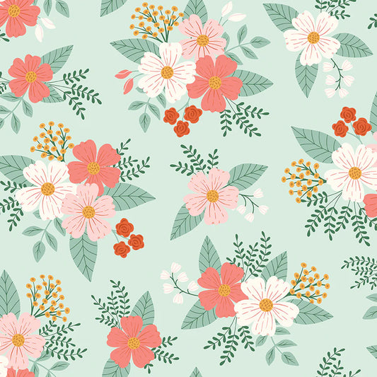 Meadow Moments Floral Mint Flannel