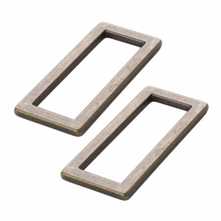 Rectangle Ring Flat 1-1/2in Antique Brass Set of Two