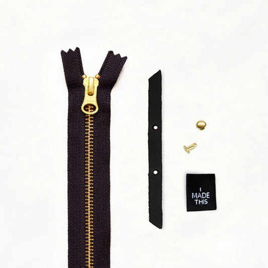 Alberta Crossbody Black Leather & Brass Hardware Kit