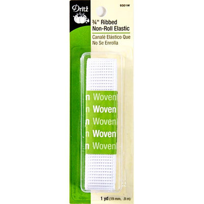 Rib Non Roll Elastic 3/4x1yd WH 9301W Dritz#4